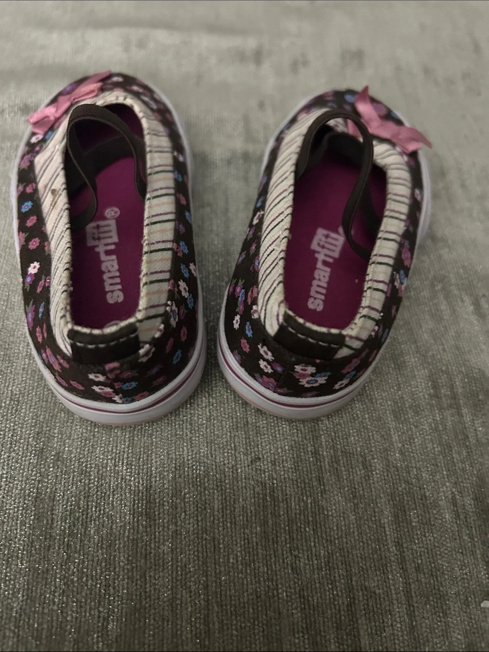 smartfit Brown Floral Mary Jane Shoes with Pink Accents